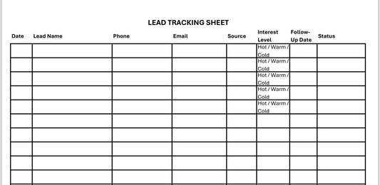 Lead Tracking Sheet PDF