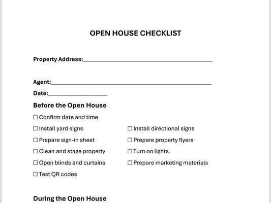 Open House Checklist